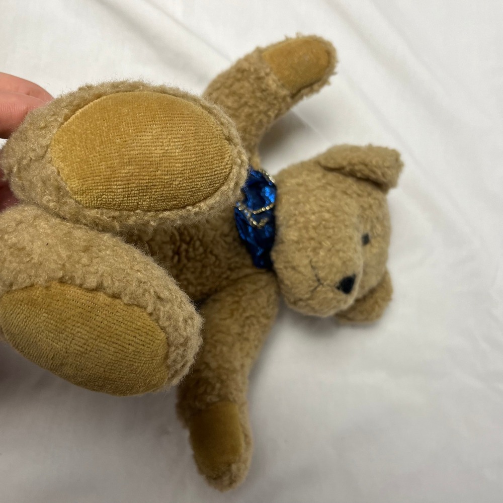 Boyds Bear J.B. Bean Series Tan Plush Teddy Bear Blue Bow Tie Vintage 1985-1995 - Picture 7 of 7